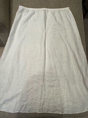 Eileen Fisher - White - 100% Organic Linen - Midi Skirt A Line - size Large / XL